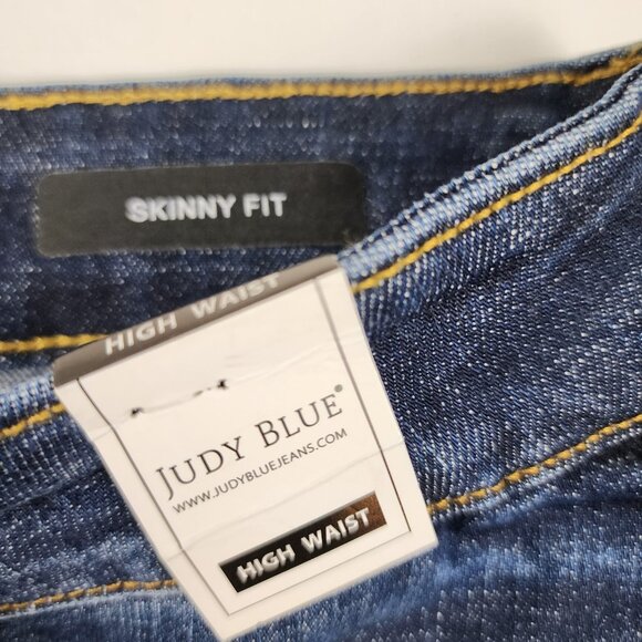 Judy Blue Jeans Womens Plus 14W Blue Tummy Control Skinny Fit Denim (32x27) NWT - Picture 10 of 13